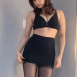 명아츄 검은색 팬티 스타킹 검정 브라 룩북