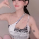 츄정 크로스 끈 신문 디자인 민소매 가슴골