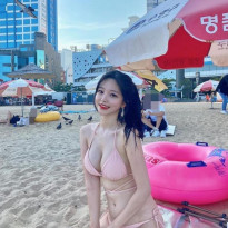 BJ 박민정 바닷가 연핑크 비키니