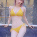 BJ 기래민 눈 내리는 노천탕 노란색 끈비키니 몸매