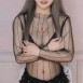 에디린 검은 망사 시스루 블랙 브라 노출