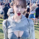 워터밤 놀러간 겨우디 회색 골지 CK 브라 큰 가슴골 노출