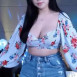 해까닥여울 꽃무늬 브라탑 가슴 노출