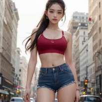 끈 나시에 핫팬츠 입은 여자친구 그려봐