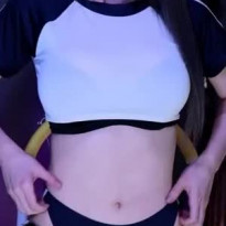 정신없이 흔드는 한갱 크롭 시스루 블랙브라