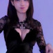 검은 시스루 원피스 스트리머 마젠타 명치룩