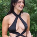 서양 ㅊㅈ EMILY BLACK 물에 젖은 홀터넥 비키니 가슴골