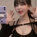 고양이 머리띠 검은 끈나시 가슴골 츄정 - 틱톡
