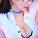 BJ 그릴래영 머리끈 입에 물고 머리 묶는 터질듯한 셔츠 가슴골