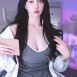 겨우디 회색 끈나시 돌핀팬츠 검정 긴 생머리 미모