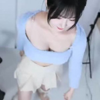 한갱 하늘색 니트 천장캠 가슴골 바운스