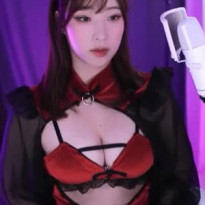 명아츄 할로윈 기념 레드벨벳 란제리 가슴골