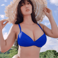 빅사이즈 모델 썬비키 파란 비키니 손바닥 만한 팬츠