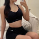 Kyla 카일라 블랙 나이크 스포츠 탑 숏 레깅스