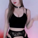 BJ 하루짱 고양이귀 검은색 끈나시 가슴골 가터벨트
