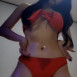 오일 바르는 아프리카 BJ 퓨리 빨간 비키니