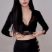 BJ 하은 시스루 크롭티 블랙 브라 가슴골