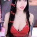 수련수련 빨간 레이스 브라 체크치마 가슴골