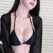 블랙 비키니 브라 알가슴 핫팬츠 모델 손비로하