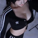 한갱 단추 푼 아디다스 크롭티 천장캠 출렁이는 가슴