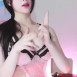 춤추는 트위치 스트리머 한갱 시스루 핑크 슬립 가슴골