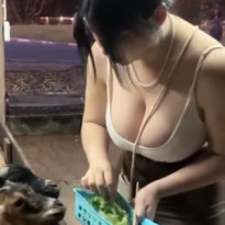 염소 맘마 주는 고파 누나 큰 가슴골