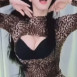 BJ 아리샤 호피 구멍틈 블랙 브라 가슴골